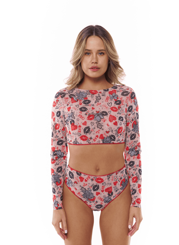 Longsleeve Top & High-Waisted Brazilian