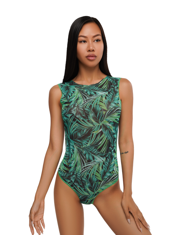 Tan Through One-piece Sleeveless
